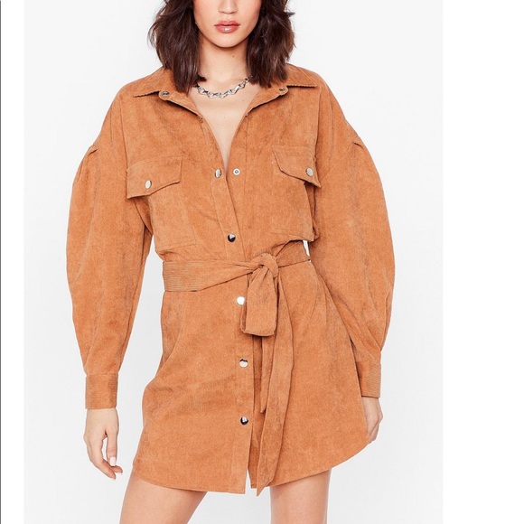 Nasty Gal Dresses & Skirts - corduroy belted shirt or shirt dress